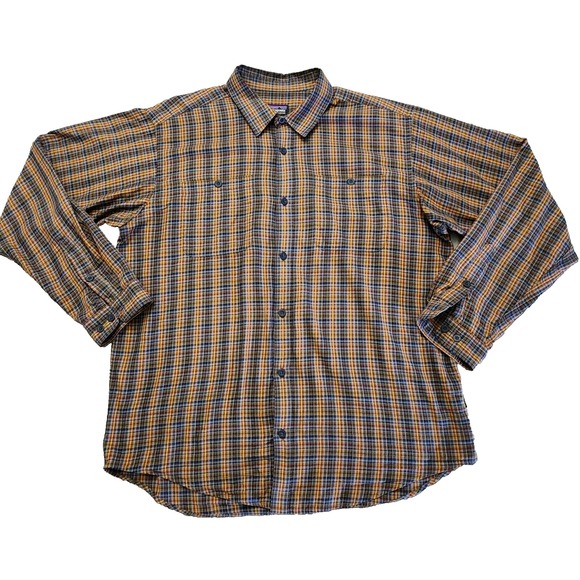 Patagonia Other - Patagonia Organic Cotton Shirt Men's Large Brown Striped Button Up Long Sleeve